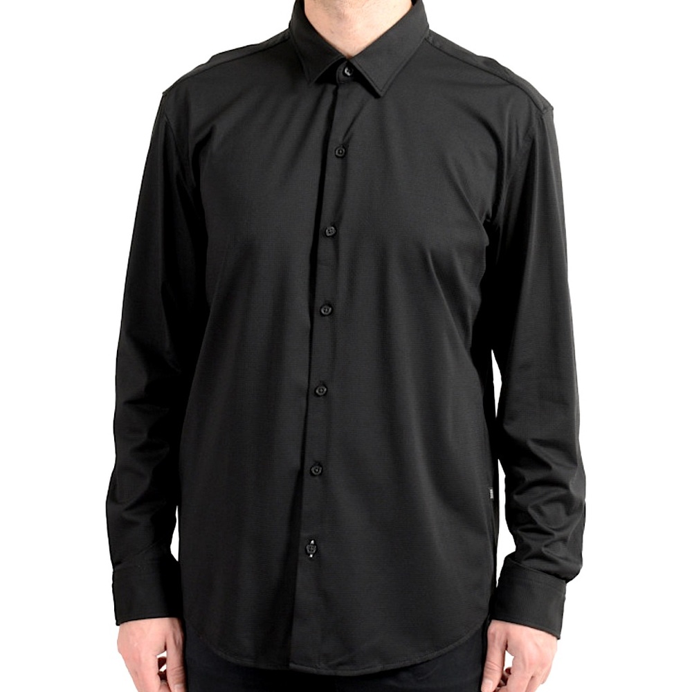 Hugo Boss Men's "Robbie_F" Sharp Fit Black Long Sleeve Casual Shirt